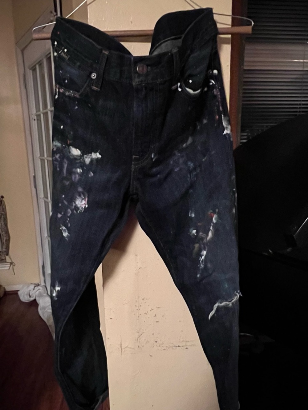 Ralph Lauren Dark Blue Men’s Jeans with Paint Splatter